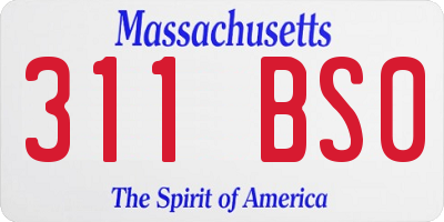 MA license plate 311BS0
