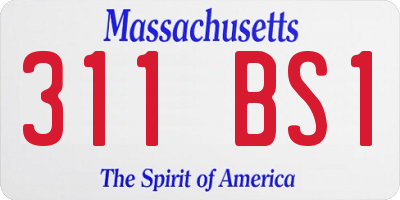 MA license plate 311BS1