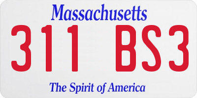 MA license plate 311BS3