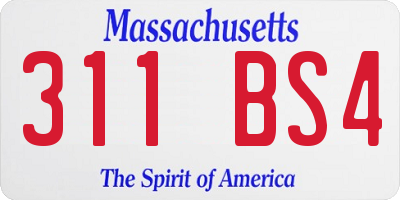 MA license plate 311BS4