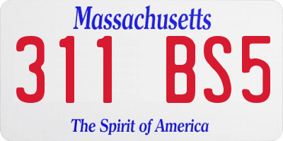 MA license plate 311BS5
