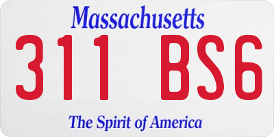 MA license plate 311BS6