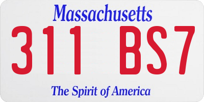 MA license plate 311BS7