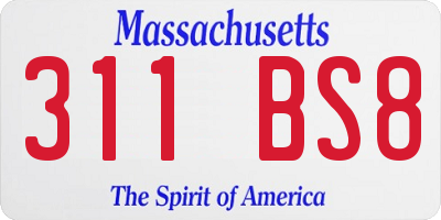 MA license plate 311BS8