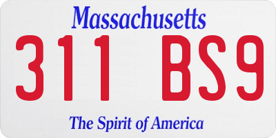 MA license plate 311BS9