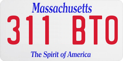 MA license plate 311BT0