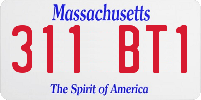 MA license plate 311BT1
