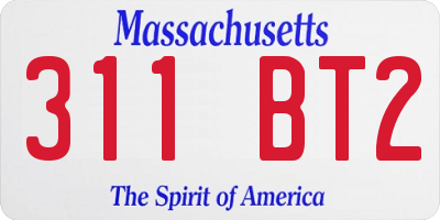 MA license plate 311BT2