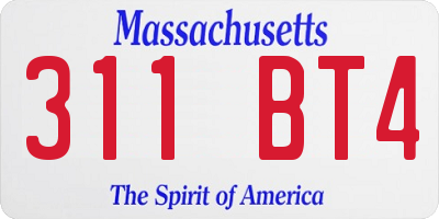 MA license plate 311BT4