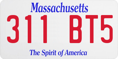MA license plate 311BT5