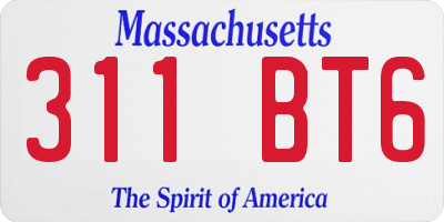 MA license plate 311BT6