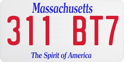 MA license plate 311BT7