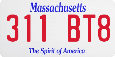 MA license plate 311BT8
