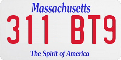 MA license plate 311BT9