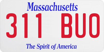 MA license plate 311BU0