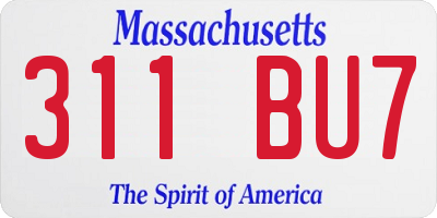 MA license plate 311BU7