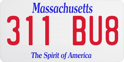 MA license plate 311BU8