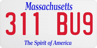 MA license plate 311BU9