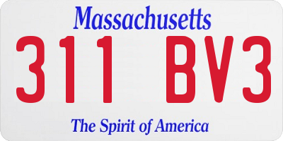MA license plate 311BV3