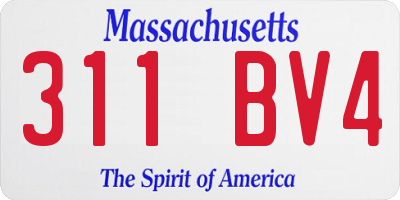 MA license plate 311BV4