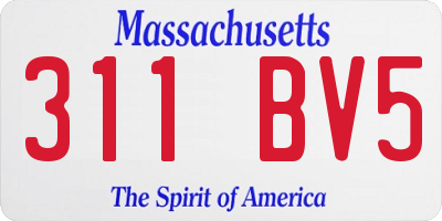 MA license plate 311BV5