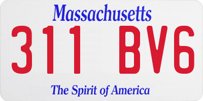 MA license plate 311BV6