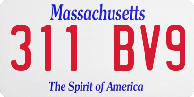 MA license plate 311BV9