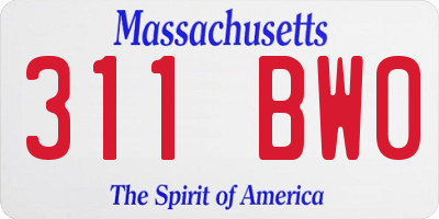 MA license plate 311BW0