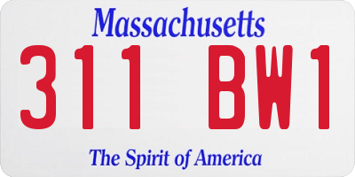 MA license plate 311BW1