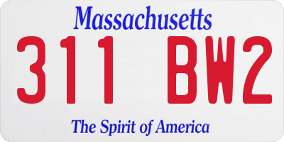 MA license plate 311BW2