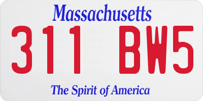 MA license plate 311BW5