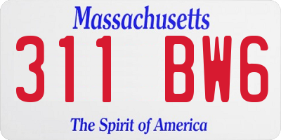 MA license plate 311BW6