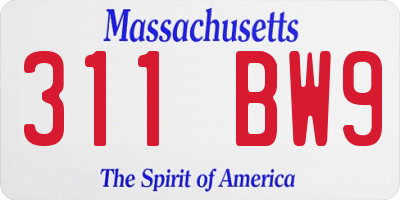 MA license plate 311BW9