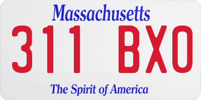 MA license plate 311BX0
