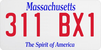 MA license plate 311BX1