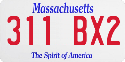 MA license plate 311BX2