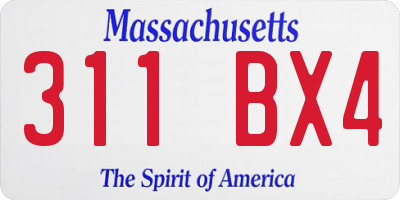 MA license plate 311BX4