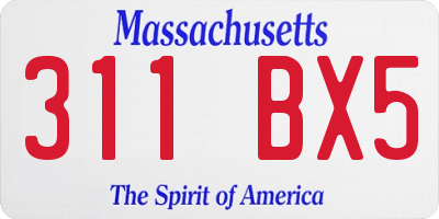 MA license plate 311BX5