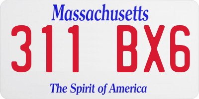 MA license plate 311BX6