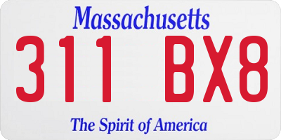 MA license plate 311BX8
