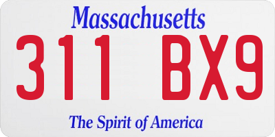 MA license plate 311BX9