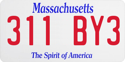 MA license plate 311BY3