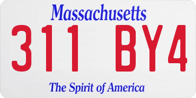 MA license plate 311BY4