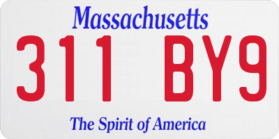 MA license plate 311BY9