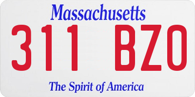 MA license plate 311BZ0