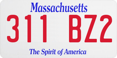 MA license plate 311BZ2