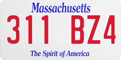 MA license plate 311BZ4