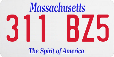 MA license plate 311BZ5
