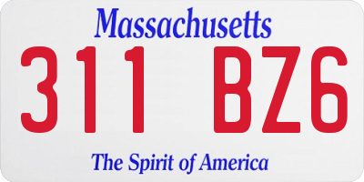MA license plate 311BZ6