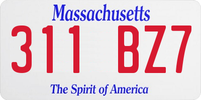 MA license plate 311BZ7